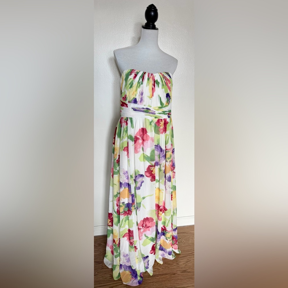 Lauren Ralph Lauren Strapless Floral Dress - White, Red, Green, Yellow